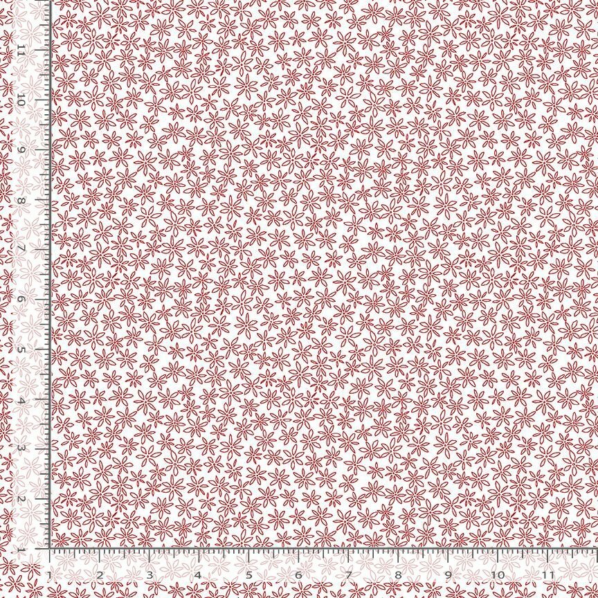 Garden Redwork Ditsy Floral Outline CD3102 White