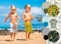 Digitale print vogels geel/multi