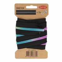 Spiraal rits metallic regenboog incl. 5 schuivers