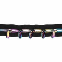 Spiraal rits metallic regenboog incl. 5 schuivers