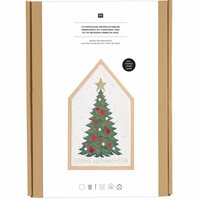 Borduurpakket Kerstboom in decoratief frame (16 &times; 27 cm)