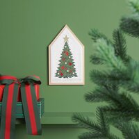 Borduurpakket Kerstboom in decoratief frame (16 &times; 27 cm)