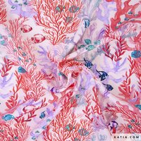 Rayon Chalis print Voile Red Seabed
