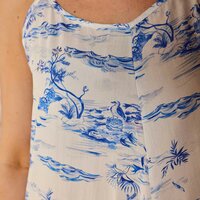 Viscose Print Blue Birds Sea