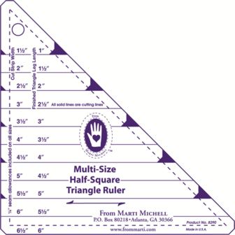 Multi-size Half-Square Triangle Ruler