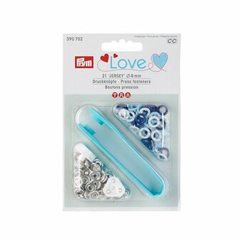 Prym Love Drukknoop blauw wit