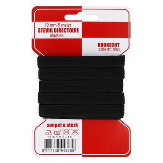  Rode kaart elastiek 10mm zwart