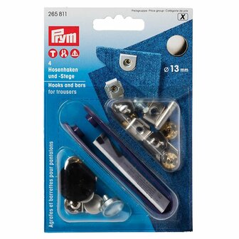 Prym Broekhaken en -staven 13mm zilver-brons