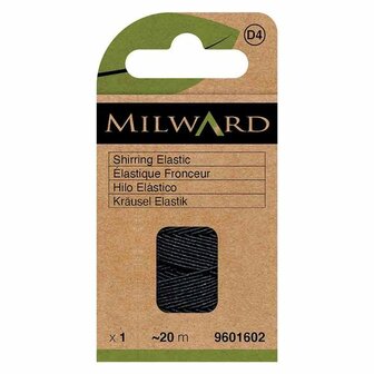 Milward Rimpelelastiek op klos 0,75mm zwart