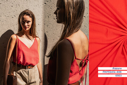 Wrap crinkle Jungle Zomerrood, viscose mix, FM 34