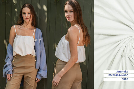 Stonewashed poplin, wit, FM34