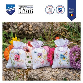 Kruidenzakje kit viooltjes set van 3