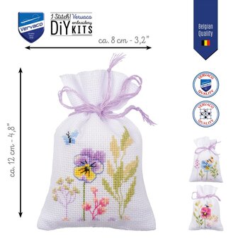 Kruidenzakje kit viooltjes set van 3