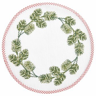 Borduurpakket placemat rond dennentakken