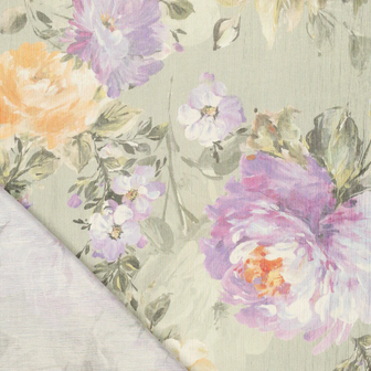 Katoenen stof met metallic draad &ndash; Digitale bloemenprint