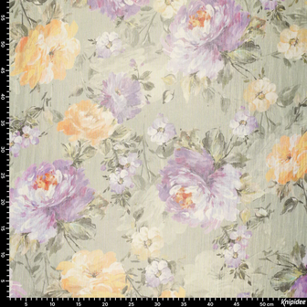Katoenen stof met metallic draad &ndash; Digitale bloemenprint