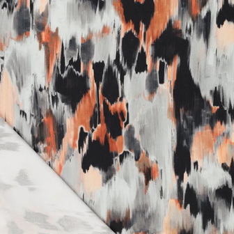 Viscose-elastaan stof &ndash; Florale digitale print grijs