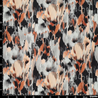Viscose-elastaan stof &ndash; Florale digitale print grijs