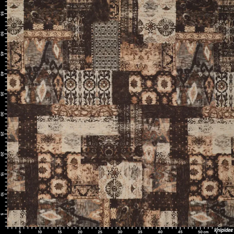 Viscose stof Archie &ndash; Digitale print in naturel tinten