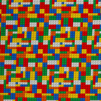 Tricot met Lego-print &ndash; Stoere rekbare stof, 150 cm breed