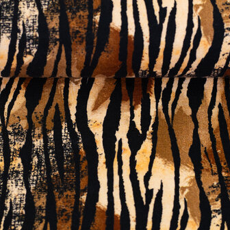 Tricot Leska met tijgerprint &ndash; Stoere rekbare stof, 150 cm breed