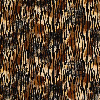 Tricot Leska met tijgerprint &ndash; Stoere rekbare stof, 150 cm breed