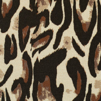 Tricot Leska met panterprint &ndash; Modieuze rekbare stof, 150 cm breed