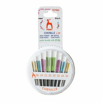 Pony Black Chenille naalden gekleurd oog nr.22-28