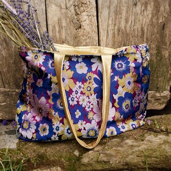 Gobelinstof Blue &amp; Purple &ndash; Luxe gobelin met bloemenmotief
