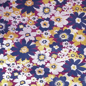 Gobelinstof Blue &amp; Purple &ndash; Luxe gobelin met bloemenmotief
