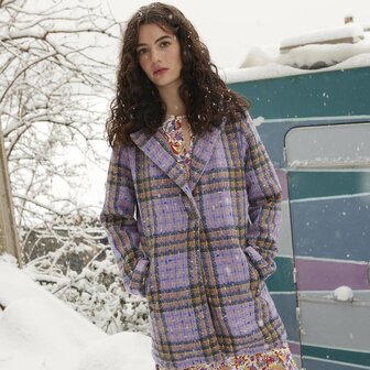 Soho Tweed Jasstof &ndash; Welsh ruit in lavendel &amp; blauw | Katia Fabrics