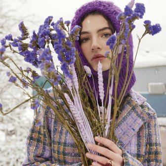 Soho Tweed Jasstof &ndash; Welsh ruit in lavendel &amp; blauw | Katia Fabrics