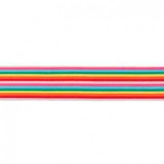 Elastiek multistreep smal 40 mm roze fuchsia