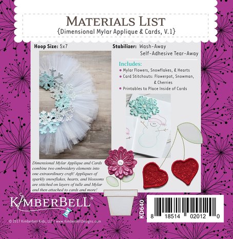 Kimberbell Dimensional Mylar Applique & Cards, Volume 1 Machine Embroidery CD