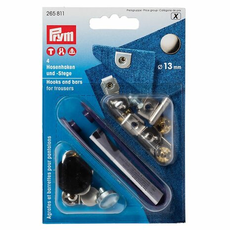 Prym Broekhaken en -staven 13mm zilver-brons