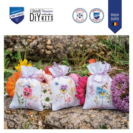 Kruidenzakje kit viooltjes set van 3