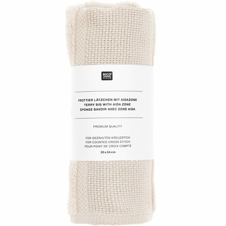 Slabbetje met Aida-rand, licht beige