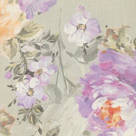 Katoenen stof met metallic draad – Digitale bloemenprint