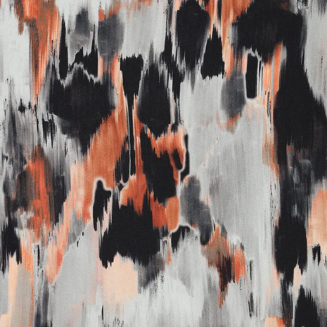 Viscose-elastaan stof – Florale digitale print grijs