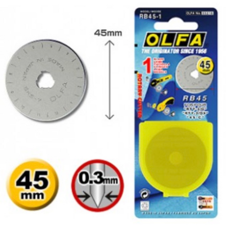 OLFA RB45 reservemessen – 45 mm vervangmessen voor rolmes