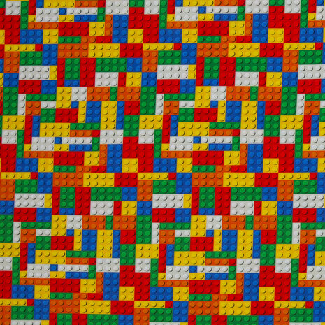 Tricot met Lego-print – Stoere rekbare stof, 150 cm breed
