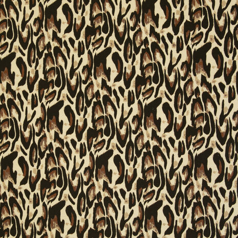 Tricot Leska met panterprint – Modieuze rekbare stof, 150 cm breed