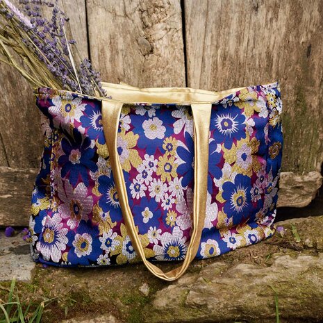 Gobelinstof Blue & Purple – Luxe gobelin met bloemenmotief