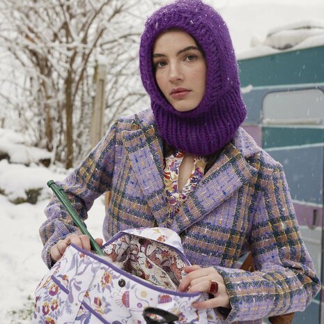 Soho Tweed Jasstof – Welsh ruit in lavendel & blauw | Katia Fabrics