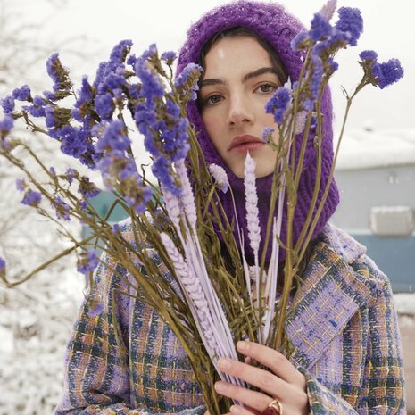 Soho Tweed Jasstof – Welsh ruit in lavendel & blauw | Katia Fabrics