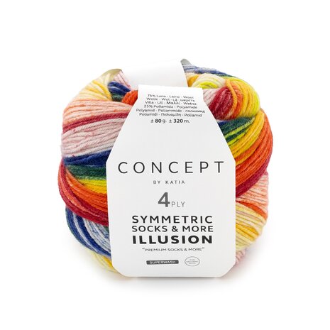 Illusion Symmetric Socks &ndash; Katia 4-draads sokkengaren | Brei kleurrijke sokken &amp; accessoires