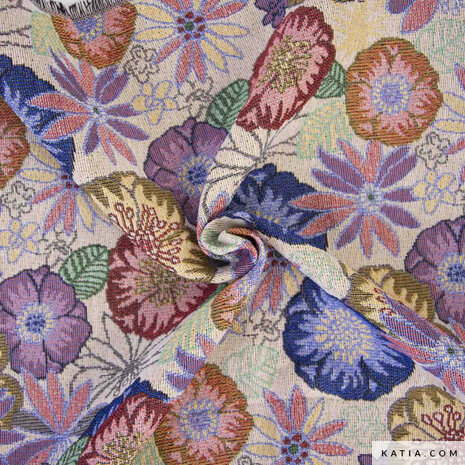 Katia Flowers Jacquard &ndash; Luxe Bloemen Stof voor Kleding & Decoratie
