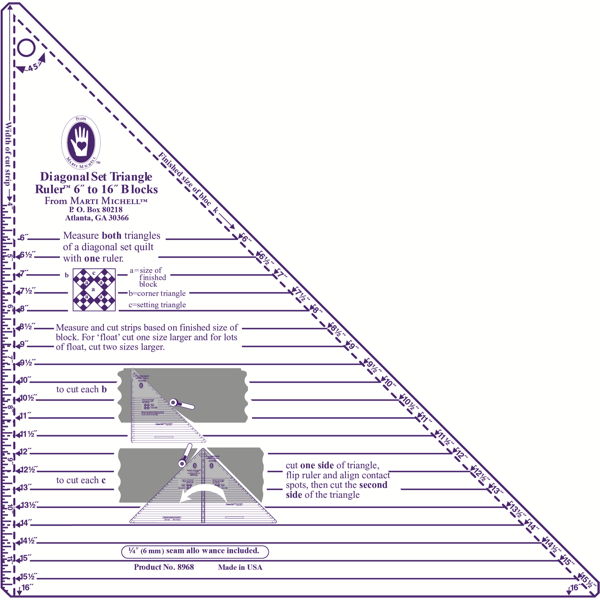 Diagonal Set Triangle Ruler - Cut-n-Flip, Large (6-16 inch)