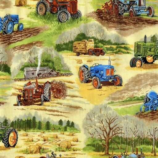 In the country tractor