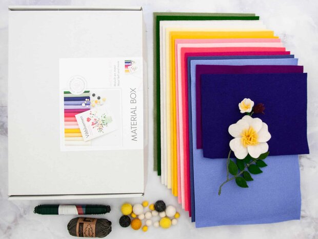 Viltbloemen materialen pakket + boek